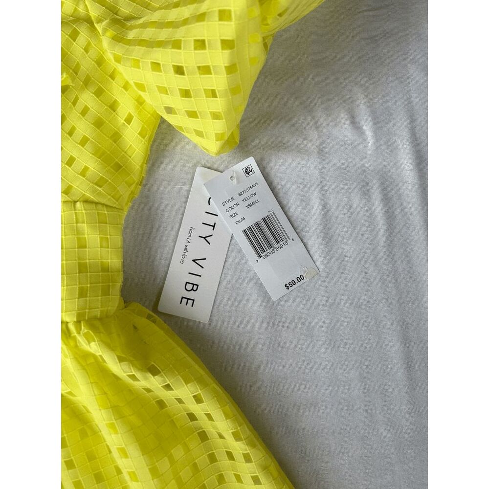 Junior Girl's Bright Yellow Summer Dress, Balloon Sleeves, Mini Dress, XS, NWT - Picture 7 of 8